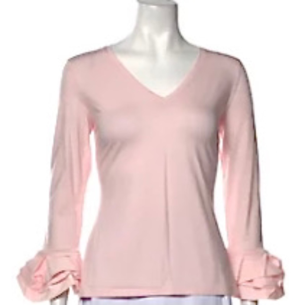 Paule Ka 3/4 Sleeve Magnolia Pink Cotton Tee NWT